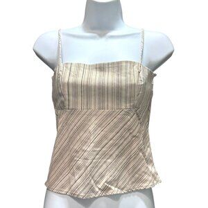 Anne Charles Beige Striped Spaghetti Strap Top Medium